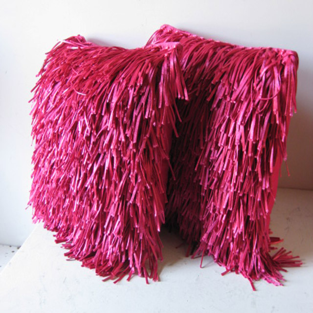 CUSHION, Pink Fringing